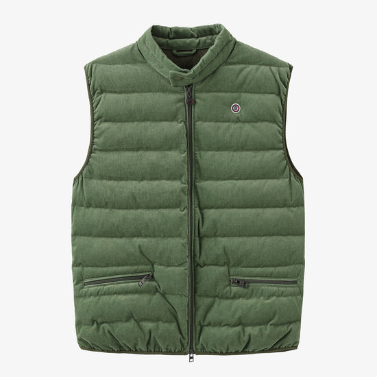 serge blanco Doudoune Damiano sans manches velours vert militaire