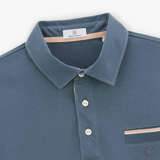 Serge Blanco Maillot Rugby Manches Courtes Loup Bleu Denim