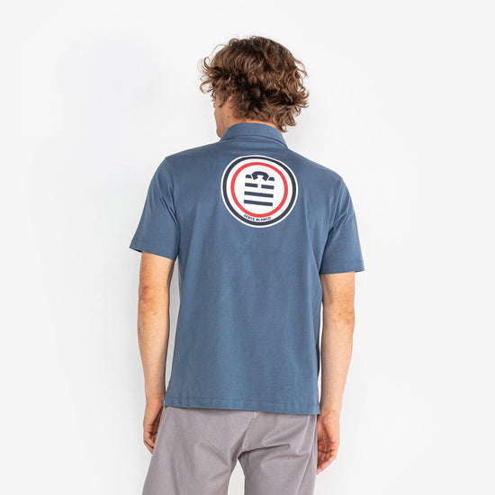 Serge Blanco Maillot Rugby Manches Courtes Lyes En Jersey Bleu Denim