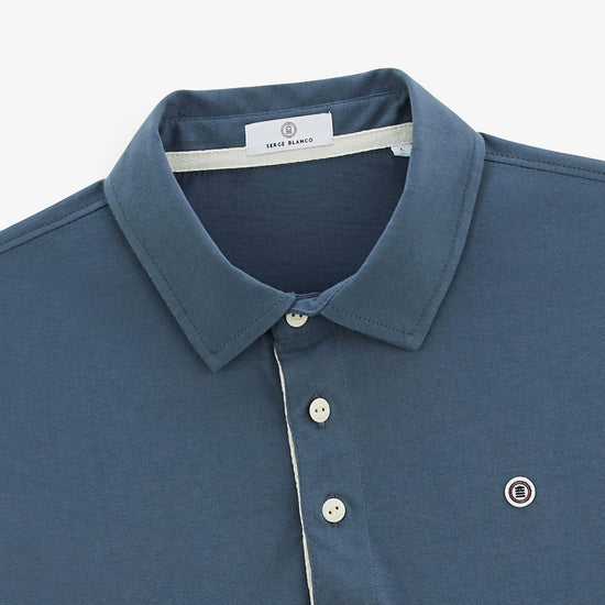 Serge Blanco Maillot Rugby Manches Courtes Lyes En Jersey Bleu Denim