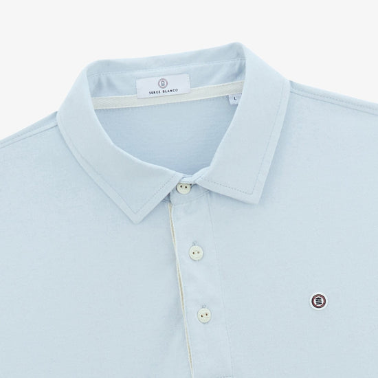 Serge Blanco Maillot Rugby Manches Courtes Lyes En Jersey Bleu Ciel