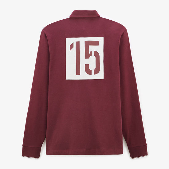 Serge Blanco Maillot Rugby Manches Longues 15 Rouge Bordeaux En Coton