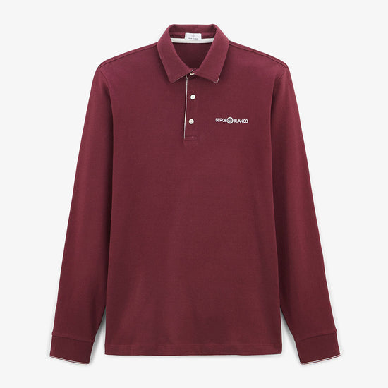 serge blanco Maillot rugby manches longues 15 rouge bordeaux en coton