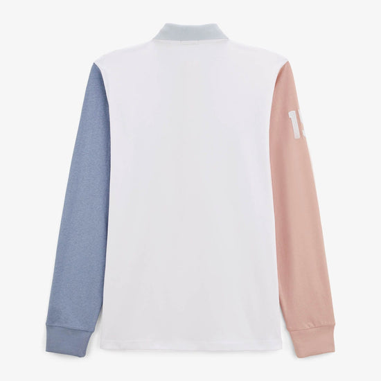 Serge Blanco Maillot Rugby Manches Longues Levi Colorblock Blanc