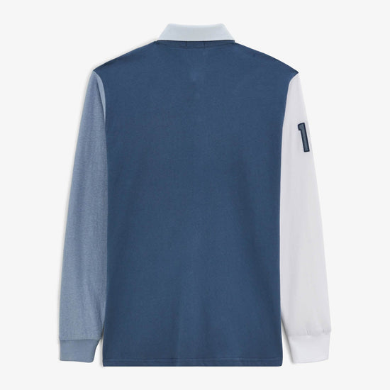 Serge Blanco Maillot Rugby Manches Longues Levi Colorblock Bleu Denim