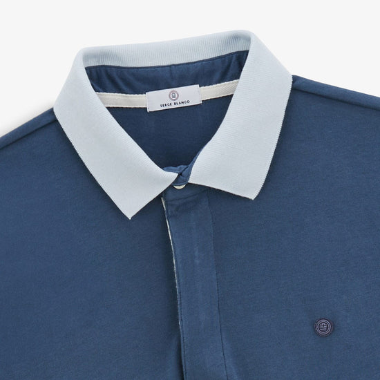 Serge Blanco Maillot Rugby Manches Longues Levi Colorblock Bleu Denim