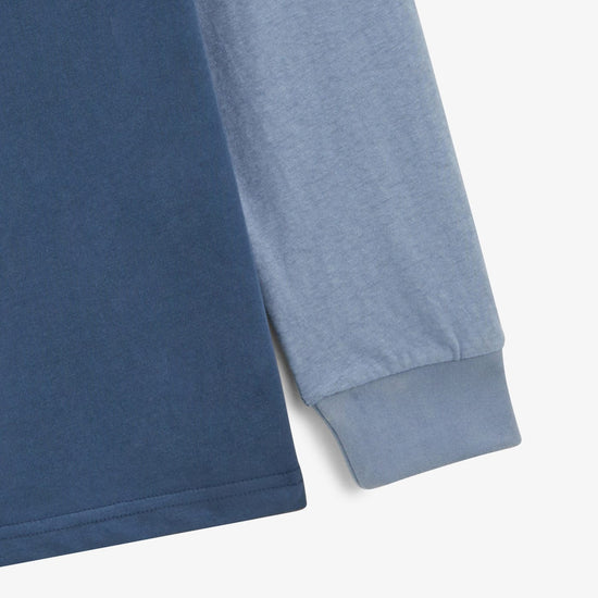 Serge Blanco Maillot Rugby Manches Longues Levi Colorblock Bleu Denim