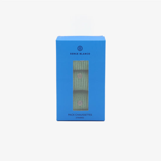 Serge Blanco Pack 3 Paires De Chaussettes Longues Unies Vert Amande