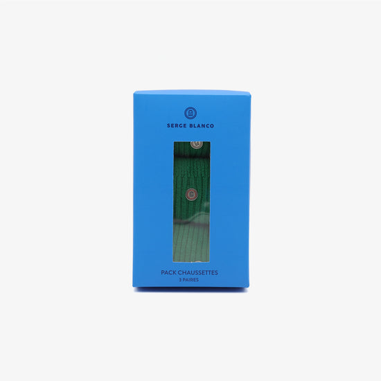 Serge Blanco Pack 3 Paires De Chaussettes Longues Unies Vert Mint