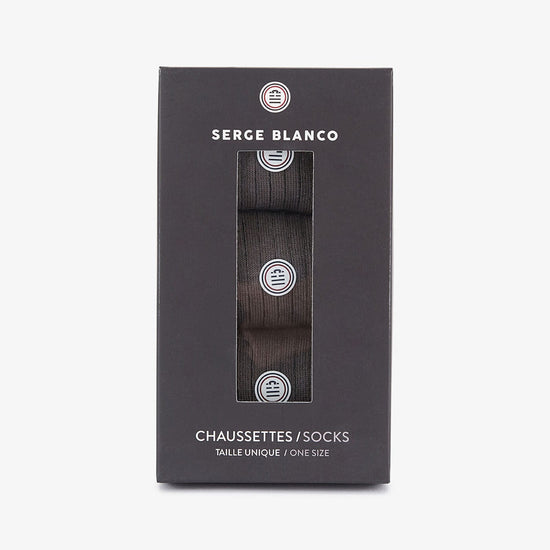 serge blanco Pack de 3 paires de chaussettes hautes unies gris anthracite
