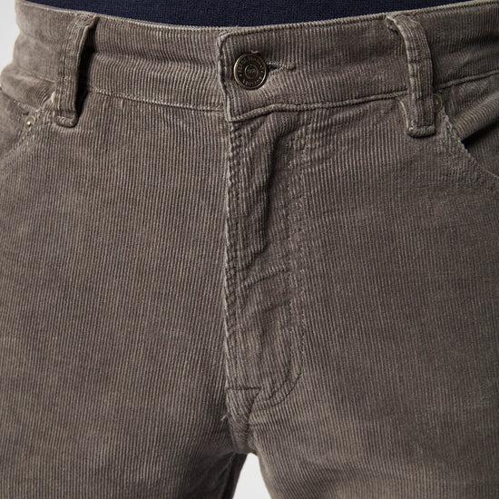 Serge Blanco Pantalon 330 Tapered Fit En Velours Charbon