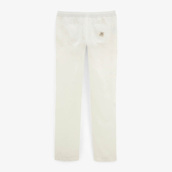 Serge Blanco Pantalon 743 Taille élastiquée En Lin Blanc