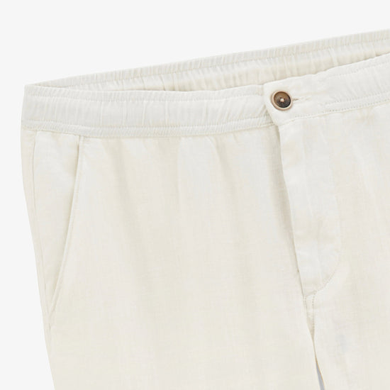 Serge Blanco Pantalon 743 Taille élastiquée En Lin Blanc