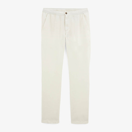serge blanco Pantalon 743 taille élastiquée en lin blanc