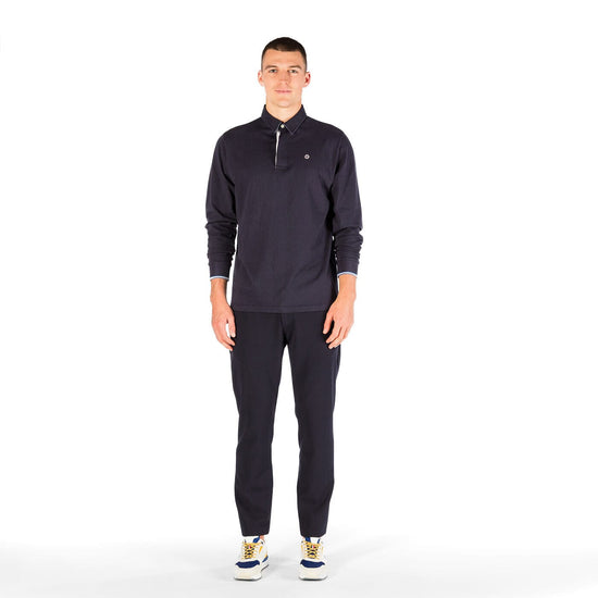 Serge Blanco Pantalon Stretch Avec Taille élastiquée Bleu Foncé