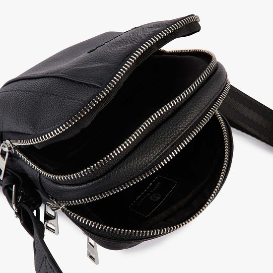 Serge Blanco Petit Sac à Bandoulière London En Cuir Noir