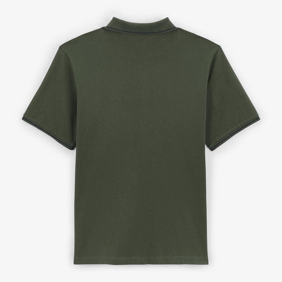 Serge Blanco Polo Maille Piquée Avec Liseré Vert Militaire