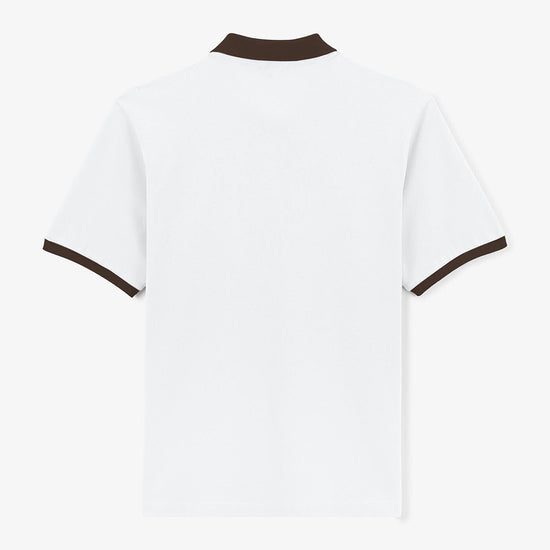 Serge Blanco Polo Maille Piquée Blanc Col Contrastant