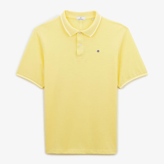 serge blanco Polo maille piquée jaune yuzu avec liseré