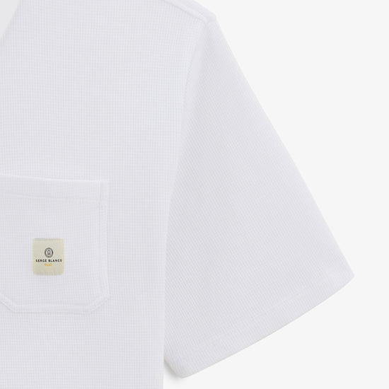Serge Blanco Polo Manches Courtes Logan Gaufrette Blanc