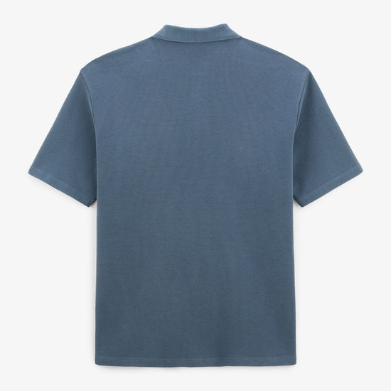 Serge Blanco Polo Manches Courtes Logan Gaufrette Bleu Denim