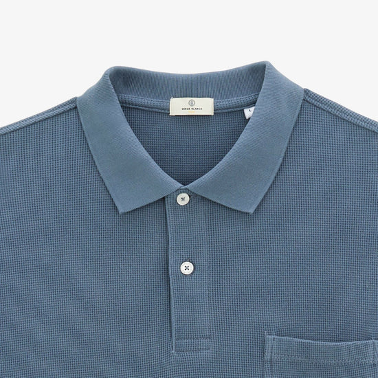 Serge Blanco Polo Manches Courtes Logan Gaufrette Bleu Denim