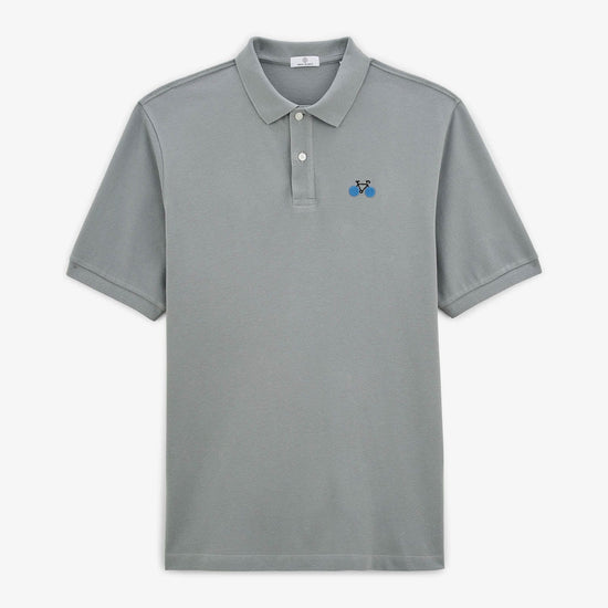 serge blanco Polo manches courtes piqué Labby broderie vélo gris ardoise