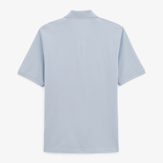 Serge Blanco Polo Manches Courtes Piqué Lino Col Zippé Bleu Ciel