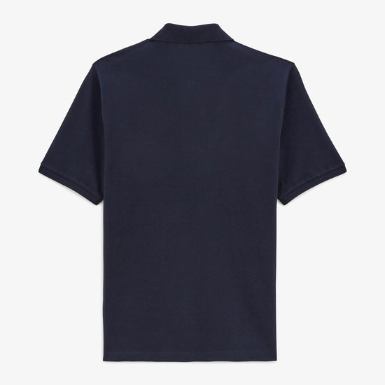 Serge Blanco Polo Manches Courtes Piqué Lino Col Zippé Dark Navy