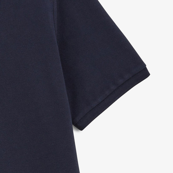 Serge Blanco Polo Manches Courtes Piqué Lino Col Zippé Dark Navy