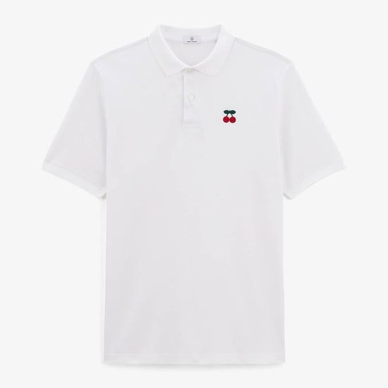 serge blanco Polo manches courtes piqué London broderie cerise blanc