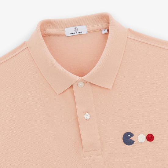 Serge Blanco Polo Manches Courtes Piqué Lorys Broderie Arcade Rose Skin