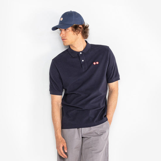 Serge Blanco Polo Manches Courtes Piqué Ludwig Broderie Lunettes Dark Navy