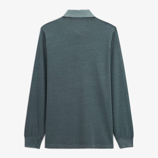 Serge Blanco Polo Manches Longues Léon En Jersey Bleu Denim