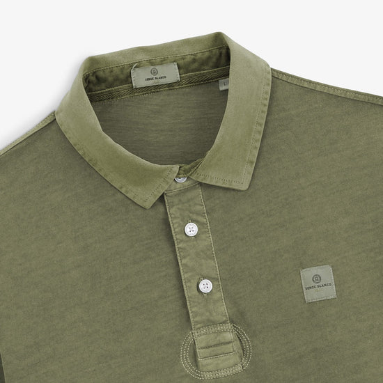 Serge Blanco Polo Manches Longues Léon En Jersey Vert Teck