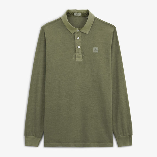 serge blanco Polo manches longues Léon en jersey vert teck