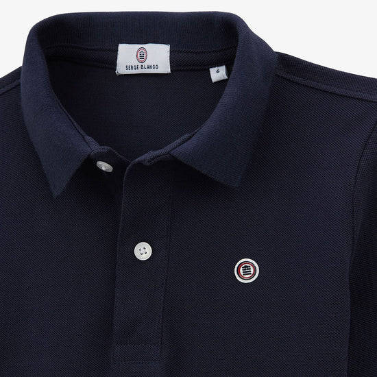 Serge Blanco Polo Piqué Lucas Junior Manches Courtes En Coton Bleu Foncé