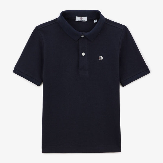 serge blanco Polo piqué Lucas Junior manches courtes en coton bleu foncé