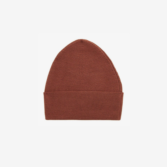 Serge Blanco Bonnet Uni En Coton Et Laine Sienne