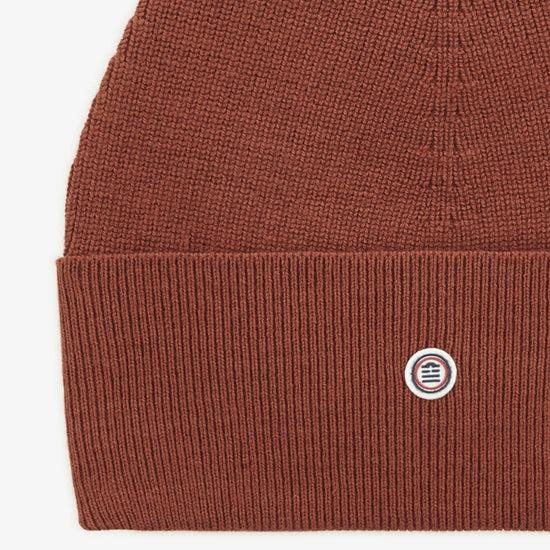 Serge Blanco Bonnet Uni En Coton Et Laine Sienne