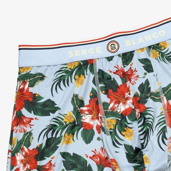 Serge Blanco Boxer Sublimation à Fleurs Bleu Ciel
