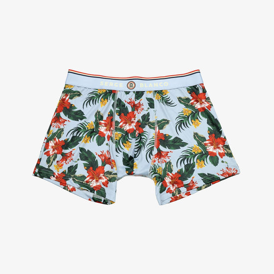 serge blanco Boxer sublimation à fleurs bleu ciel