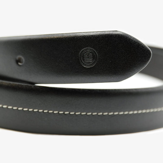 Serge Blanco Ceinture En Cuir Lisse Noir