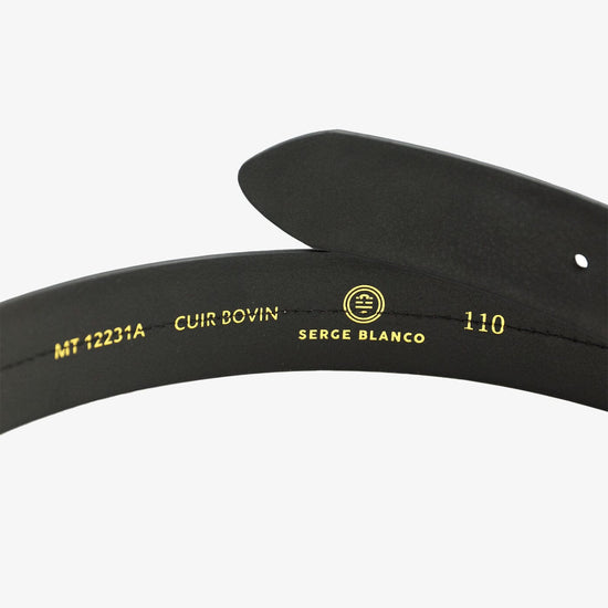 Serge Blanco Ceinture En Cuir Lisse Noir