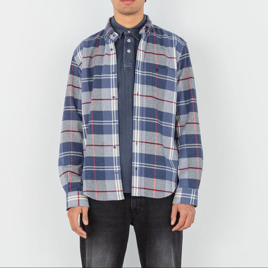 Serge Blanco Chemise à Carreaux Bleu Foncé