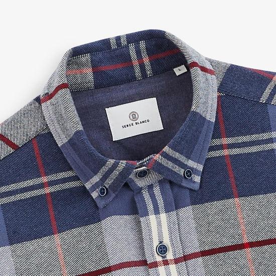 Serge Blanco Chemise à Carreaux Bleu Foncé