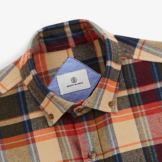 Serge Blanco Chemise à Carreaux Orange