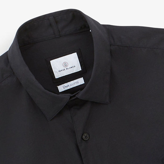 Serge Blanco Chemise à Manches Longues Unie Noire