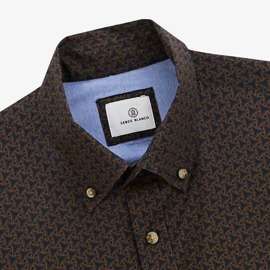 Serge Blanco Chemise à Motif Bleu Foncé