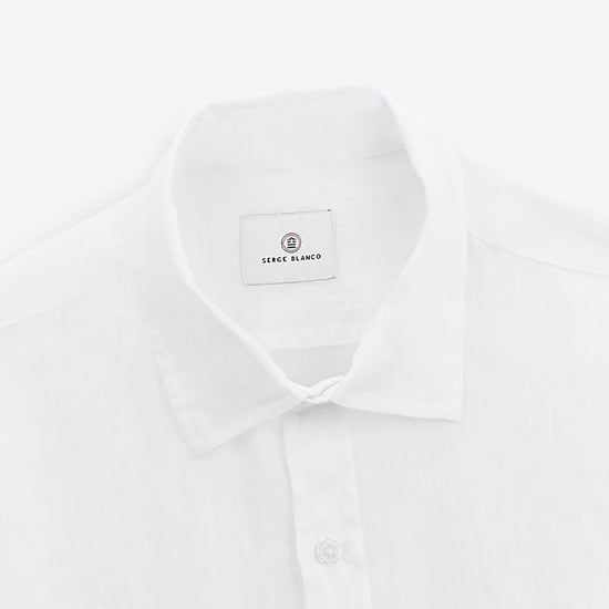 Serge Blanco Chemise Charles En Lin Blanche